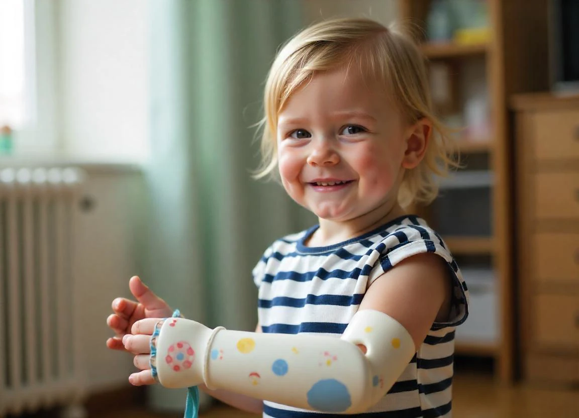 Jong meisje met armprothese