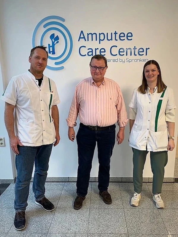 Client receiving personalized care from prosthetic experts at Amputee Care Center
